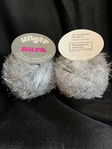 2 Balls Vintage Unger “Aura”- Sparkly Silver Eyelash -50% Polyester & Acrylic - Picture 1 of 3