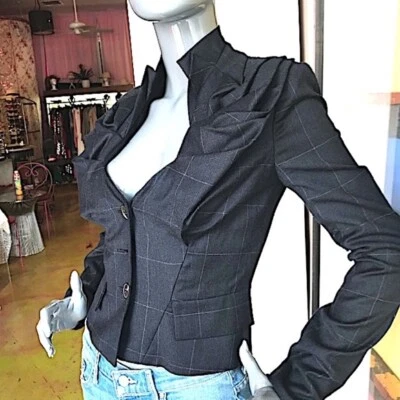 Chaqueta corta de lana a cuadros ALLSAINTS "Heta" ventana nueva sin etiquetas/talla: 4 Foto 1 de 4