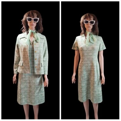 True VTG 1960s 1970s UNION MADE Double Knit Polyester Two-piece Dress Set - Image 1 of 4