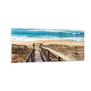 Wandbilder 100x40cm Glasbild Meer Strand Eintritt Groß Bilder Art Wanddeko - Bild 1 von 10