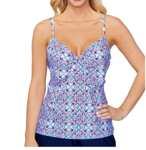Island Escape Women's Scorpio Underwire Tankini Top Swimsuit Size 8 2389 - Picture 1 of 2