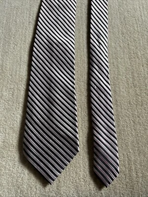 Corbata Hombre 60” Bruno Piatteli Roma Rosa/Negro Rayas 100% Seda Hecha a Mano Foto 1 de 4