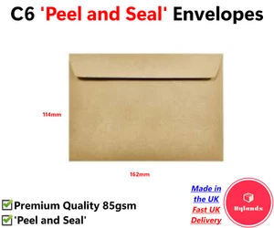Sobres Premium A6/C6 Manilla Marrón Peeling and Sello 85gsm, 114mm x 162mm - Imagen 1 de 11
