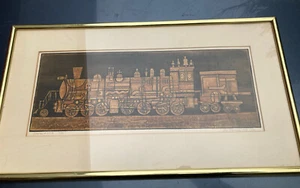 Listed Artist !!! LE 11/15-Print Signed Engine #3713 Railroad Art 25”x14”Framed - Picture 1 of 9