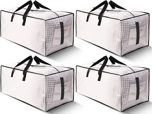 4 Pack Large Strong Moving Bags with Zippers & Carrying Handles - Water-Resistan - Picture 1 of 7