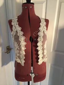 Ladies Pinky’s Lace Waistcoat S Cream - Picture 1 of 8