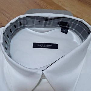 Burberry London Mens Shirt L Cotton White Long Sleeve Made USA New With FLAWS - Picture 1 of 10