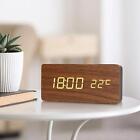 Portable Digital Alarm Clock Thermometer USB/Battery Wood
