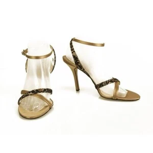 Christian Dior Beige Satin & Black Lace Slingback Sandals Heels - Size 37 - Picture 1 of 8