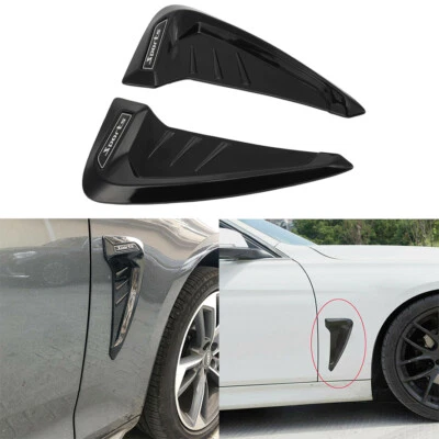 2pcs Gloss Black Car Air Flow Fender Side Cover Decoration Sticker - Image 1 of 4