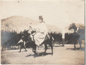 Early 1900s photo of a Native American riding a mule, Found Photo - Picture 1 of 2