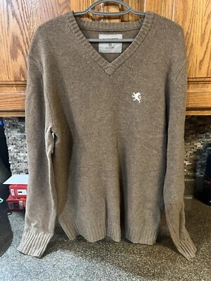 Express Sweater Mens M 100% Lambswool V Neck Lt. Brown Long Sleeve - Image 1 of 4