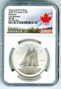 2025 W S10C CANADA 1 OZ SILVER NGC SP70 BLUENOSE KING CHARLES III FIRST RELEASES - Picture 1 of 2