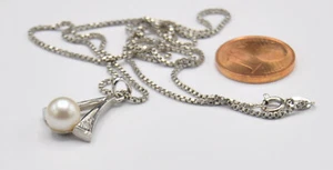 Weißgold Kette mit Anhänger Collier Akoja Perle Diamant Brillant 585 Gold - Bild 1 von 4