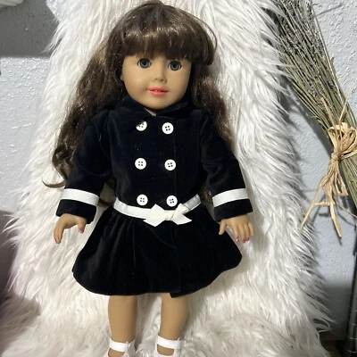American Girl Doll Ojos Azules Cabello Marrón 2013 Invierno Vestido/Zapatos Foto 1 de 4