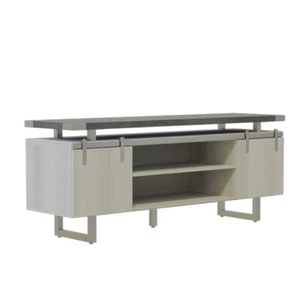 Mirella Low Wall Cabinet Wood Doors in Stone Gray - Picture 1 of 4