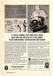 1964 Print Ad Commercial Trades Institute Earn Big Money in Air Conditioning - Picture 1 of 1