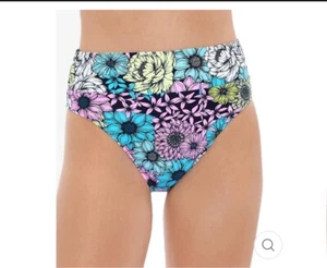 Salt + Cove Womens Black Floral High Waist Swim Bottom Separates Juniors S NEW - Picture 1 of 6