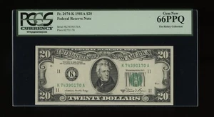 DBR 1981-A $20 FRN Dallas Gem Fr. 2074-K PCGS 66 PPQ Serial K74390170A - Picture 1 of 2
