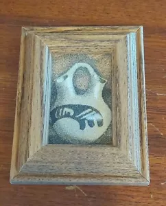 "Indio nativo americano ~ pintura de arena navajo ~ enmarcada y firmada ~ 4,5"" x 3,5""" - Imagen 1 de 2
