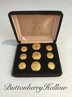 Courvoisier Cognac Logo Designer Buttons 9 With Case Collectable Gold Tone - Image 1 of 4