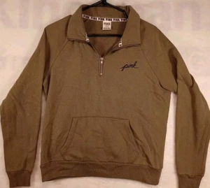 Victoria's Secret Sudadera con Capucha Rosa Para Mujer Mediana Verde Logo 1/4 Cremallera  - Imagen 1 de 7