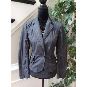 Banana Republic Blazer Jacket Womens 4 Gray Plaid Single Breasted Notch Lapel - Picture 1 of 13
