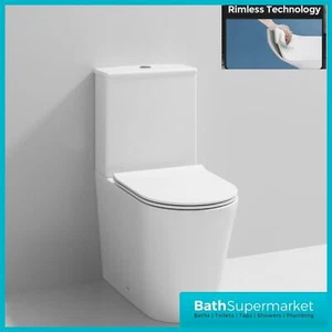 Rimless Fully Shrouded Close Coupled Pan Cistern Seat Round Short Projection wc - Picture 1 of 7