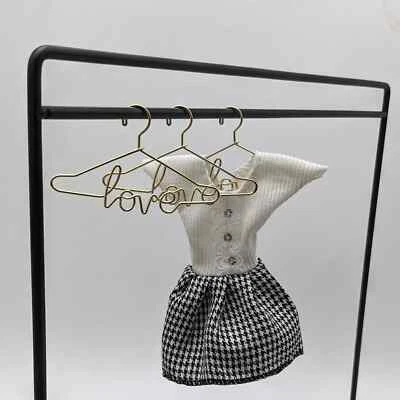 4pcs set 1:6 Scale Dollhouse gold Miniature Metal Hangers love word - Image 1 of 3
