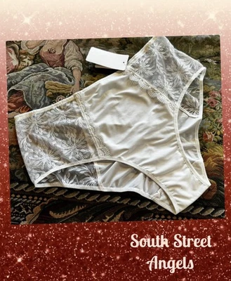 SIMONE PERELE 1A2770 ~ IVORY ~ 单色复古内裤 ~ 5 码/XL 码 — 第 1/4 张图片