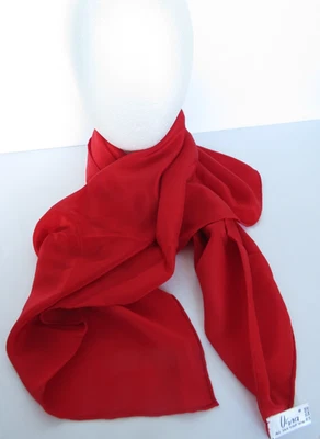 Bufanda de Seda Vera Rojo Sólido 32" Cuadrado Corbata Accesorio Enrollado a Mano Carrera Festivo Foto 1 de 4