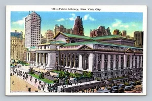 Vintage New York Öffentliche Bibliothek Leinen Postkarte von Irving Underhill - Bild 1 von 2