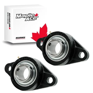 UCFL206 Flange Bearing 30mm Bore, Oval 2-Bolt, Solid Base, 3 Lips Seal (Qty 2) - Picture 1 of 8