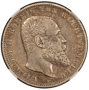 1902-F Germany Wurttemberg 5 Mark Silver Coin - NGC XF 45 - KM #632 - Picture 1 of 4