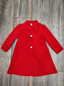 Blaue Berri Boulvard rote Jacke Blumenknöpfe Erbsenmantel Größe 4 Mädchen - Bild 1 von 13