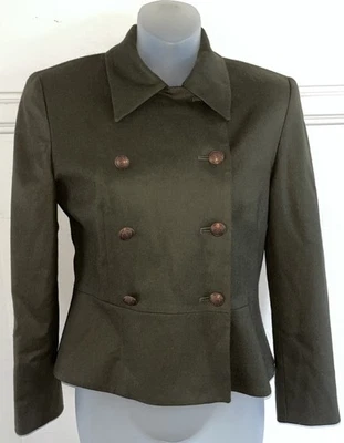 Vtg 90s Pendleton Wool Double Breasted Army Green Military Blazer Jacket 2 EUC! - Image 1 of 4