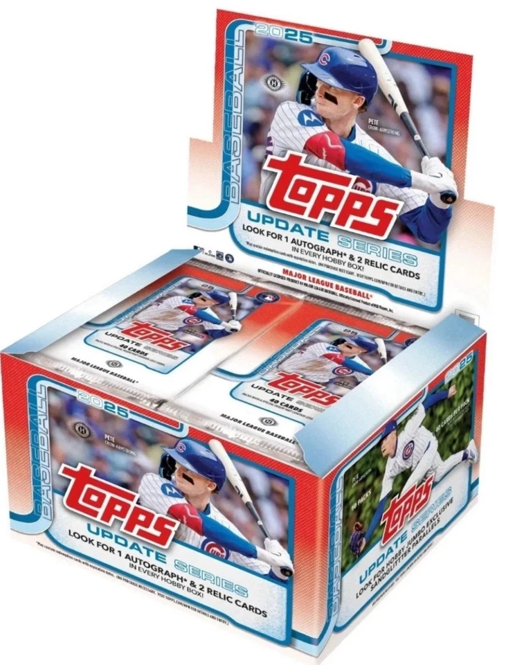2025 TOPPS UPDATE SERIES BASEBALL HOBBY JUMBO BOX - 2x Packs - Each Box Has Auto
