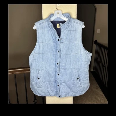 Colete acolchoado azul True Craft 100% algodão exterior feminino tamanho 2X - Imagem 1 de 4