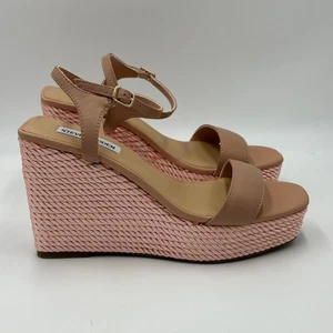 NWT Steve Madden Tory Twist Blush Lea Leather Wedge Sandals Womens Size 9 M - Picture 1 of 12