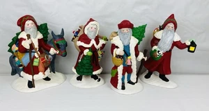 Vintage 1988 Weihnachten 4 Stck. Provinz Form Keramik Weihnachtsmann 9" Figuren Statuen - Bild 1 von 12