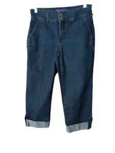 NYDJ Chloe Capri Jeans Womens 2 Medium Wash Cuffed Crop Lift Tuck Stretch - Picture 1 of 9