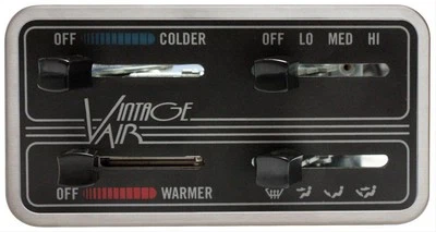 Vintage Air 49110-SHQ Control Panel Aluminum Black Gen-II In-Dash 4-Lever Kit - Image 1 of 3