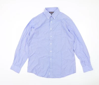 Kirkland Signature Men’s Blue Striped Shirt Size 16 Slim Fit Long Sleeve - Image 1 of 4