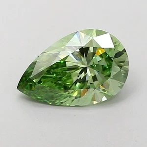 2.01 Ct Pear Cut Lab Grown Diamond VS1 Fancy Vivid Green IGI Certified Stone - Picture 1 of 13