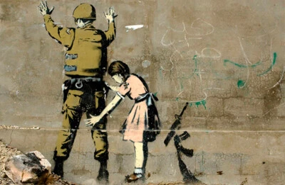 ART PAINTING FRAMED CANVAS PRINT BANKSY URBAN STREET GIRL ARMY WALL DECOR ART - image 1 of 4