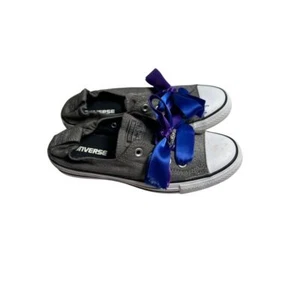 Converse Slip-On Sneakers with Royal Blue & Purple Ribbon Laces Custom Design - Picture 1 of 6