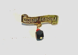 New 14kt Gold Curved Baby Pin "Dios Me Bendiga" w/Azabache Bead - Picture 1 of 1