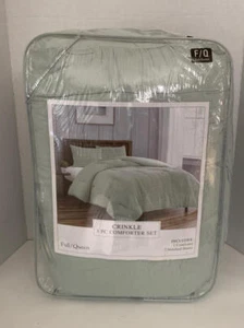 Crinkle 3-Piece Full-Queen Comforter Set in Mint - Picture 1 of 3