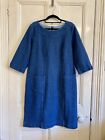 Laura Ashley Dress, Size 14. Lovely Smock In Blue Stretch Cotton With Pockets.