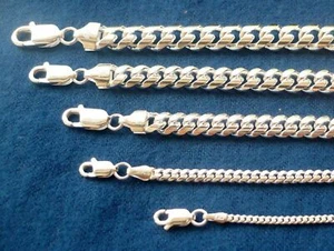 925 Sterling Silver SOLID Miami Cuban Link Chains MEN'S WOMEN'S 2mm-8mm 16"-30" - Picture 1 of 1